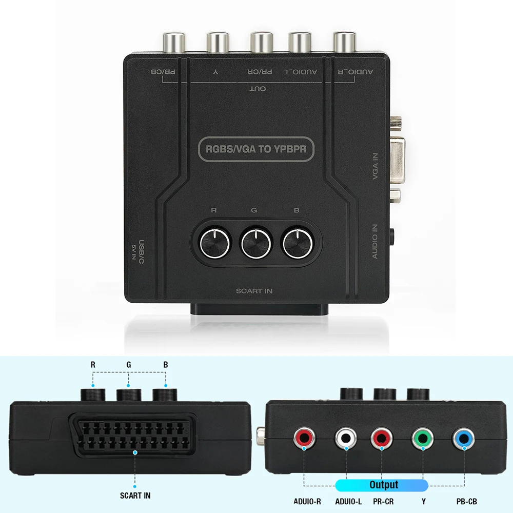 

Rgbs VGA SCART to Component Ypbpr Ycbcr Transcoder Adapter Converter For PS2 N64 Retro Game Consoles