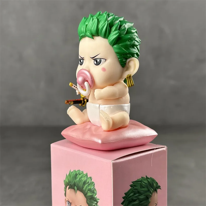 9cm One Piece Anime Figure Nipple Baby Zoro Q Q Version Cute Cartoon Toy Peripheral Pvc Model Ornaments Collection Doll Gift