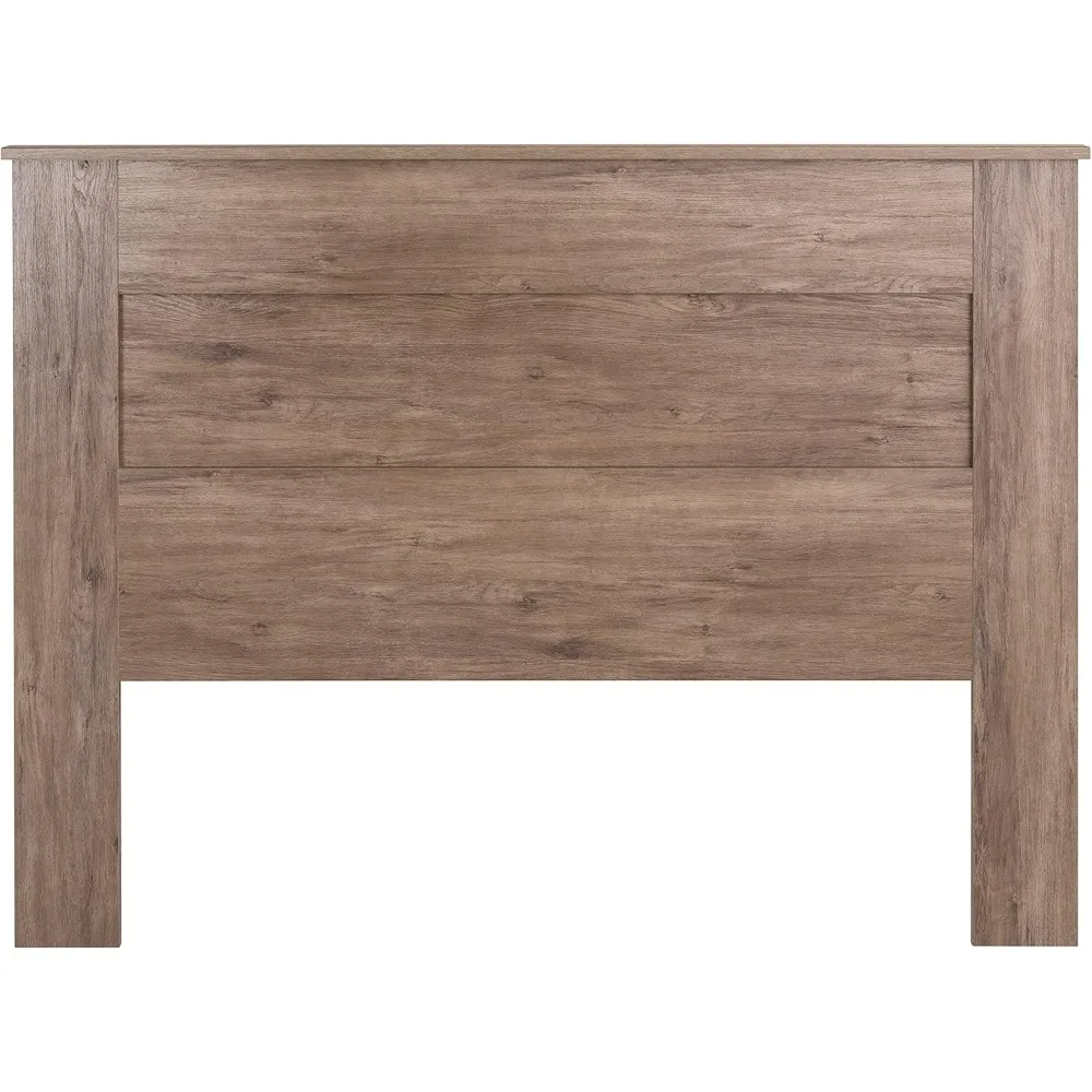 Headboard tempat tidur queen panel datar yang elegan, desain kayu minimalis, kedalaman 2,25 inci x lebar 64,5 inci x tinggi 48 inci, warna abu-abu driftwood