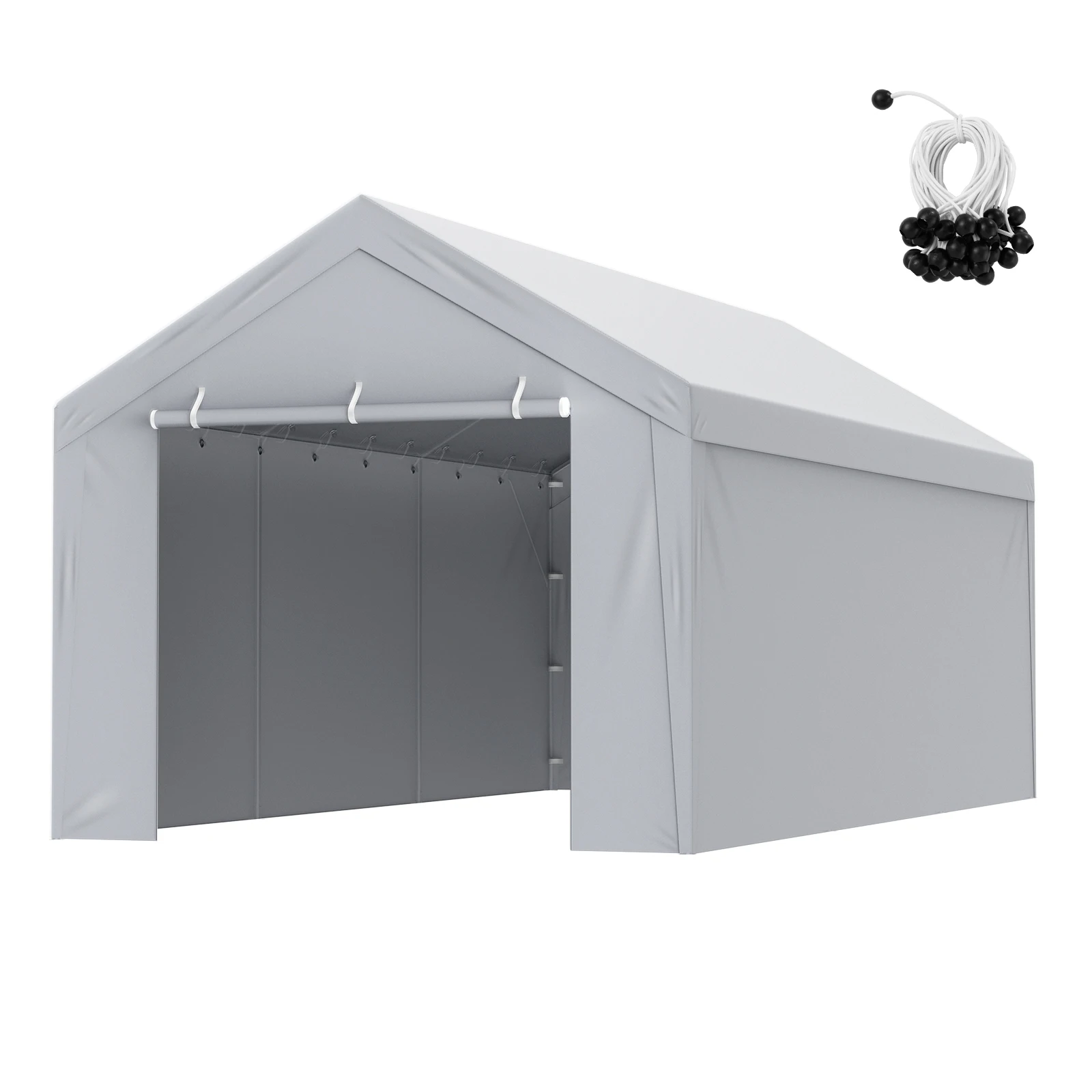 VEVOR Carport Replacement Canopy Cover Top Side Wall 10x20 ft Garage Tent Shelter Tarp with Ball Bungees Frame Not Included