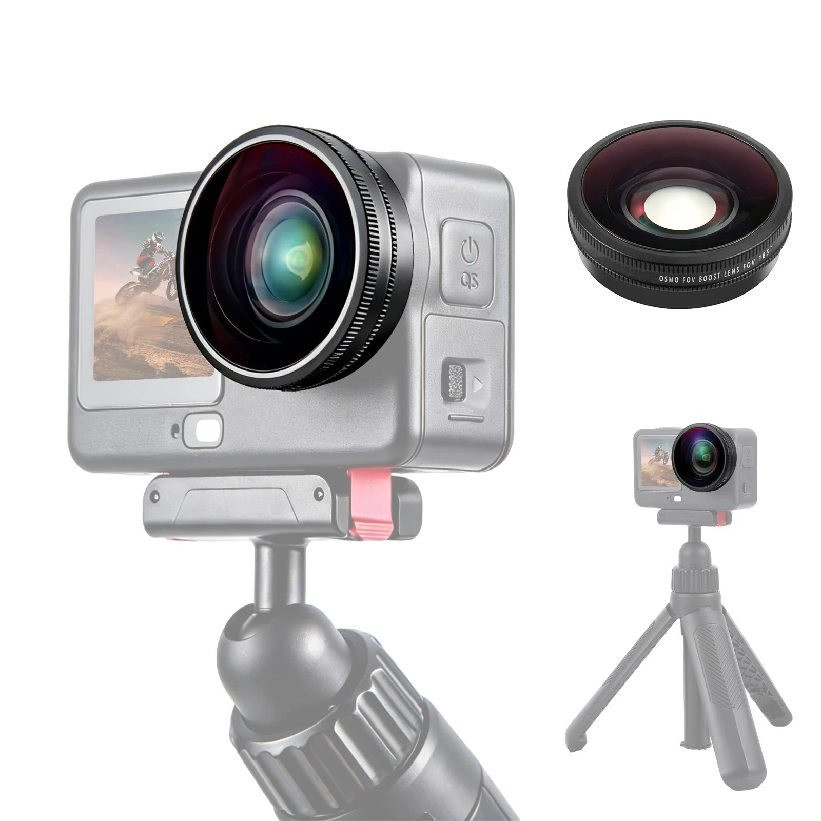 Sports Camera Lens for DJI Osmo Action 6 FOV Boost Lens 185 Degree Wide Angle Lens