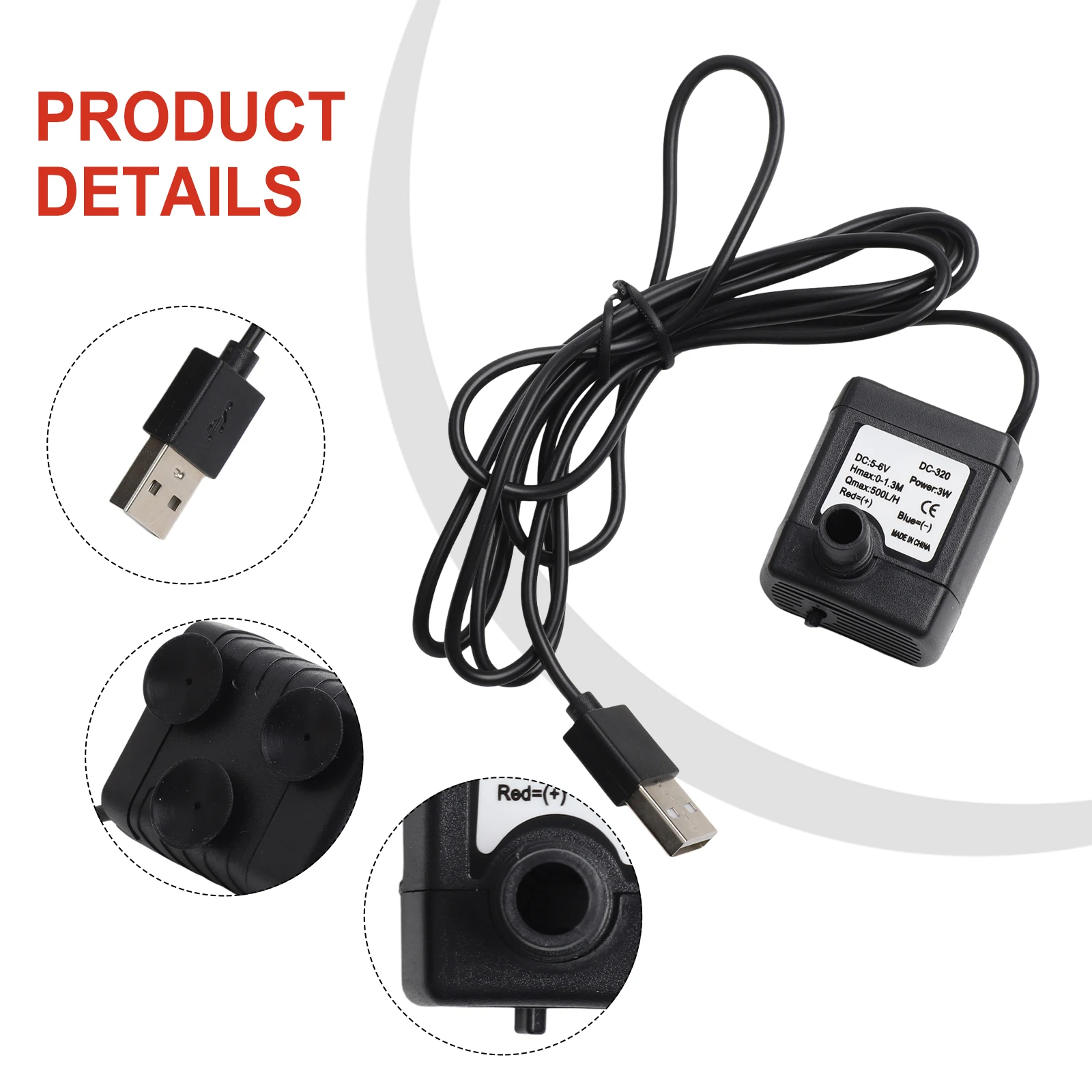 USB Submersible Water Pump 500L for H Pump Efficient Water Circulation For Desktop Fountains for Power Bank Compatible