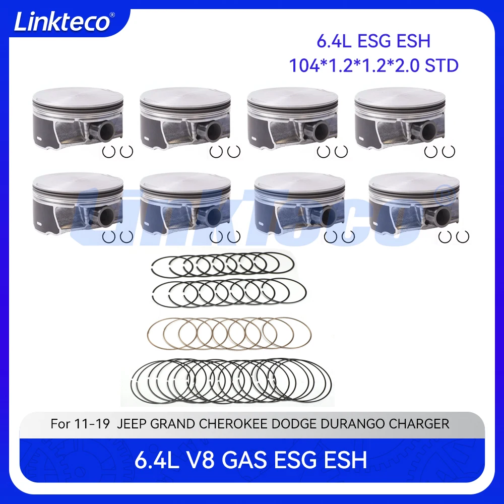 Engine Piston & Piston Ring set Fit 6.4 T L V8 GAS ESG ESH For 11-19 JEEP GRAND CHEROKEE DODGE 6.4L CHRYSLER CHARGER CHALLENGER