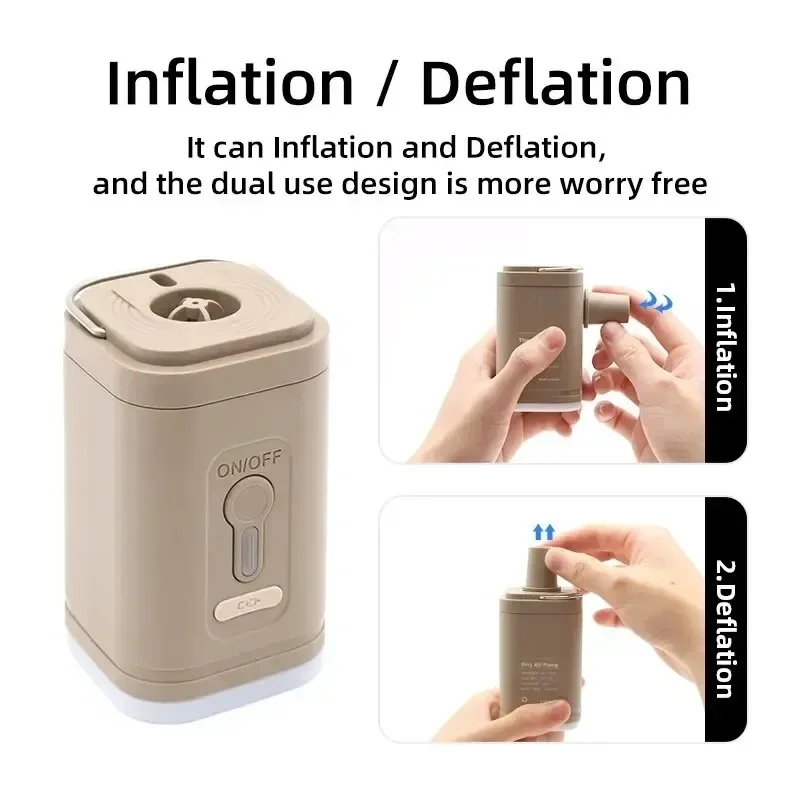 Portable Electric Pump for Inflation and Extraction USB Lithium-ion Battery with LED Light Mini Portable Vacuum Pump Blow Up Poo