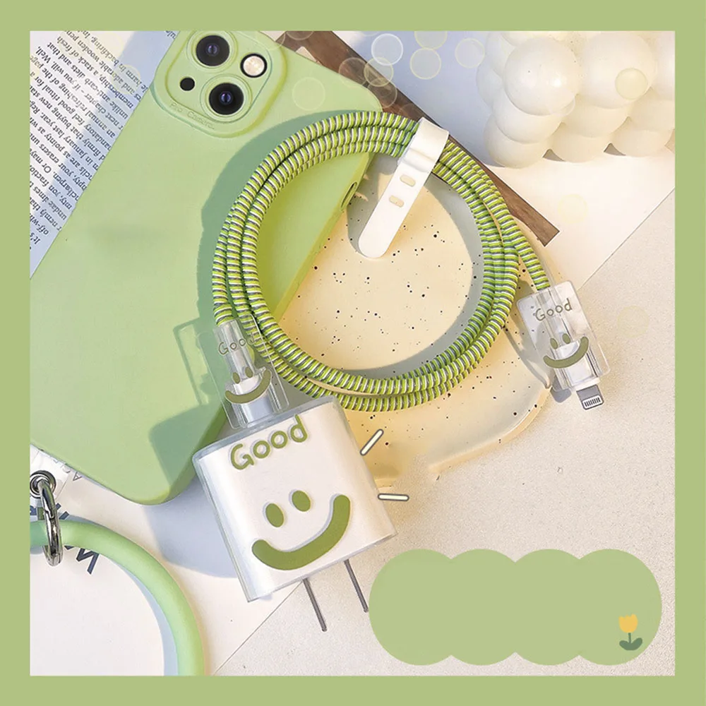 Cartoon Dog Cat Cable Protector For iPhone 11 Fast Charging 18/20W Cover USB Data Cable Line Protection Sprial Cable Protective