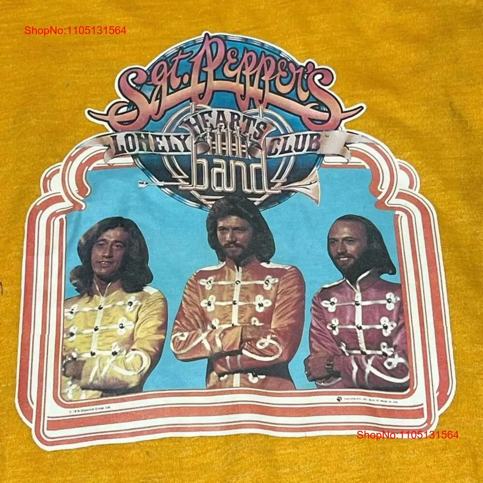 تي شيرت Peppers Lonely Hearts Club BEE GEES ذهبي S 5XL 1P0002 عتيق مغسول كاجوال أنيق ممتد مريح