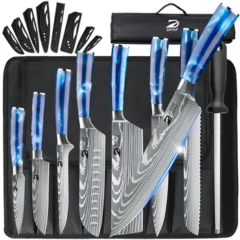 8-Piece Damascus Kitchen Knife Set with Nylon Bag 2