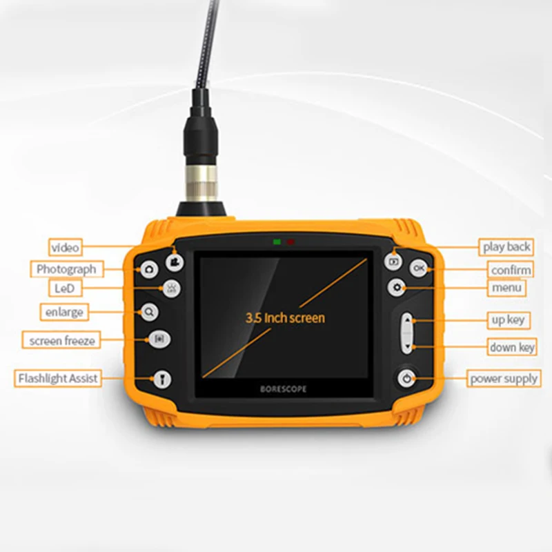 Imagem -06 - Inspeção de Borescope Hb90d 3.7 mm 1m 6m 3.5 Lcd Lente Dupla Tubulação de Borescope Cobra Inspeção da Tubulação Câmera Dvr Inspeção do Veículo Pip