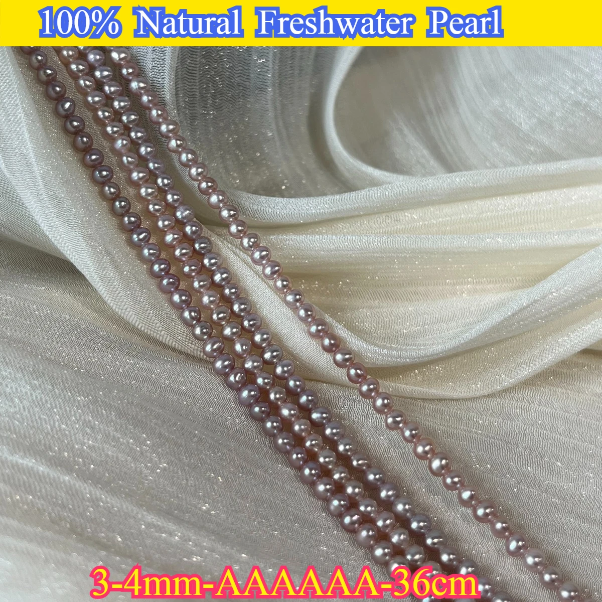 

3-4mm AAAAAA Genuine Fine Natural Freshwater Pearl Purple Round Loose Bead Jewelry Make DIY Necklace Bracelet Women Wedding Gift