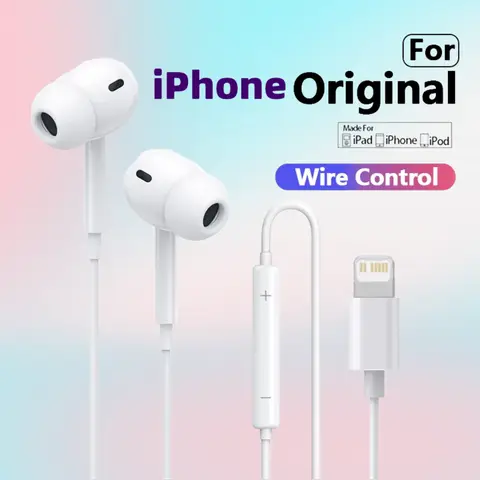 iPhone 14 13 12 11 Pro Max Mini 8 7 6s Plus X XS XR SE 이어폰 형 유선 이어 버드 용 iPhone 오리지널 이어폰