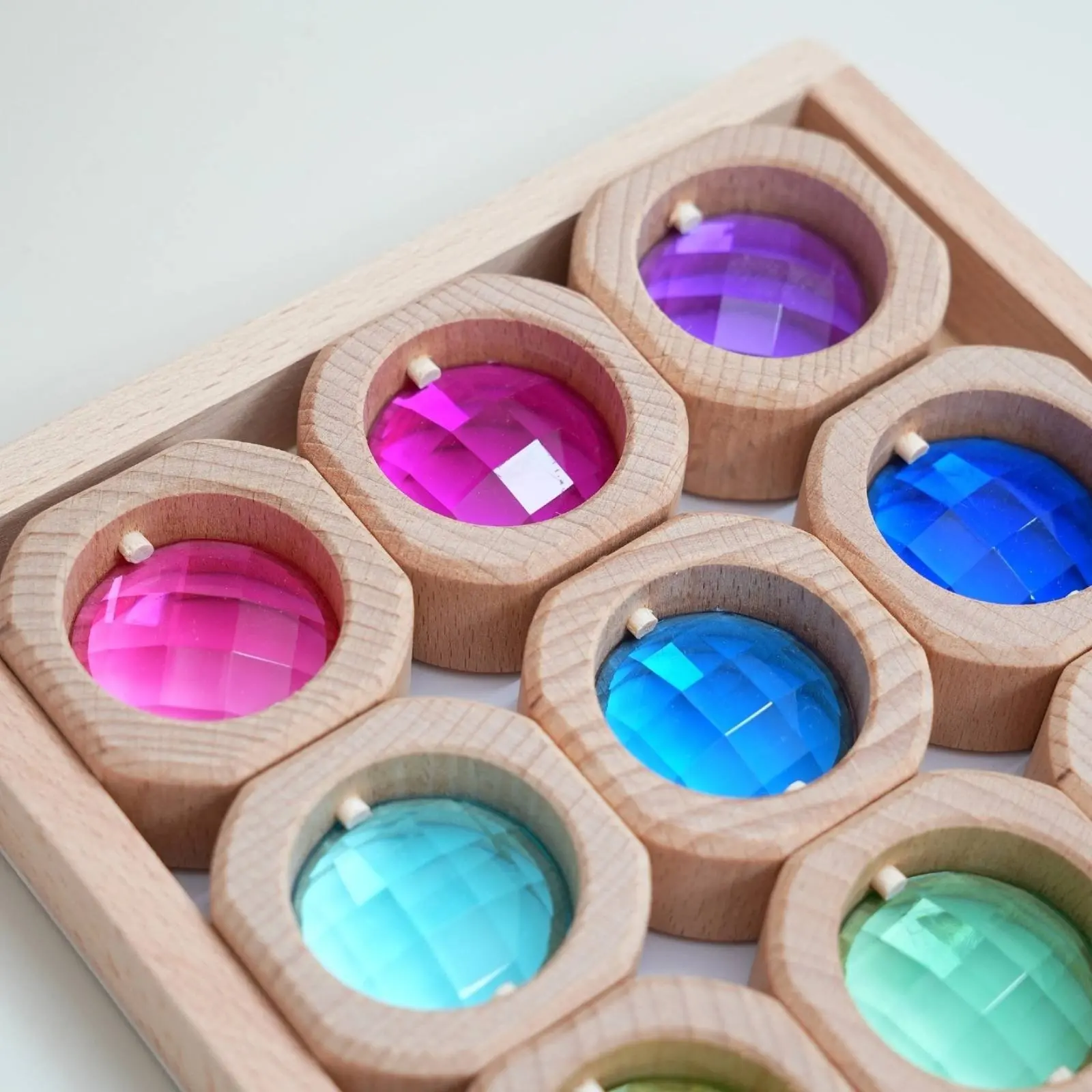 

15 Pieces Translucent Crystal Block Early Education Wooden Crystal Blocks Acrylic Color Blocks Sunlight Rainbow Effect