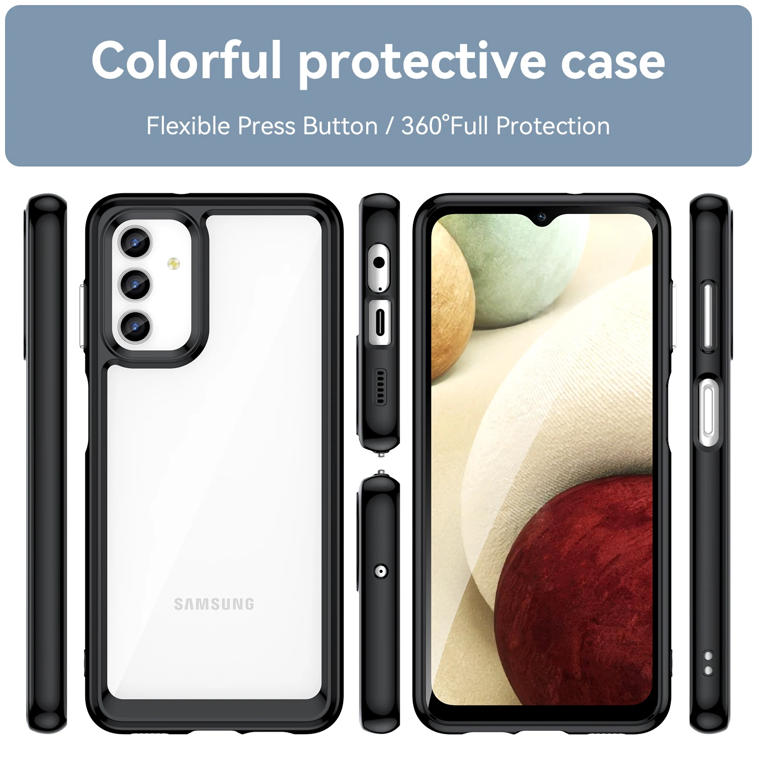 For Samsung Galaxy A13 5G 4G Back Cover Capas Colour Frame Phone Bumper Shockproof Transparent Clear For Samsung Galaxy A13
