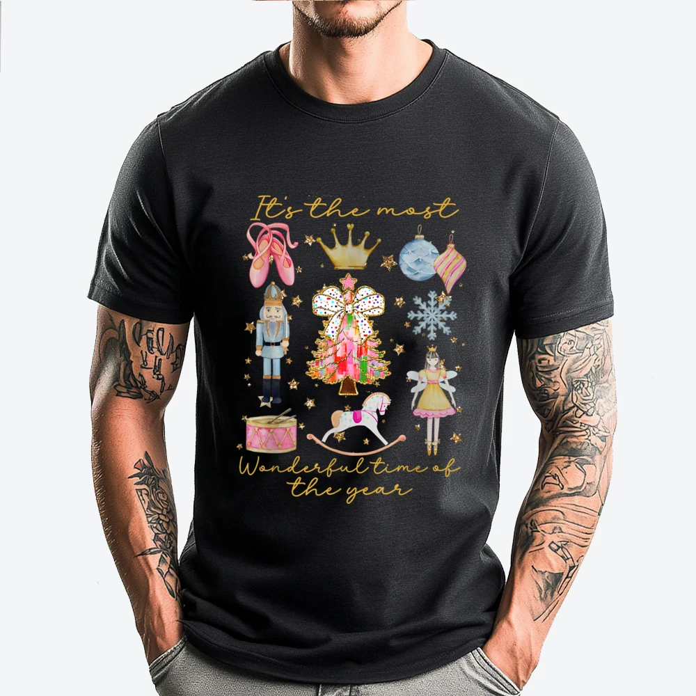 

It The Most Wonderful Time Of The Year Nutcracker Ballet Cute Oversized T Shirt Men's Shirts Korean Style