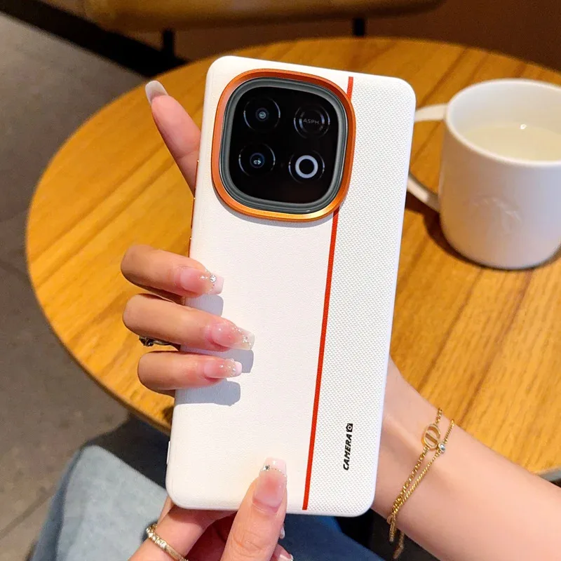 

For VIVO iQOO Z10 Turbo Pro Case Colorful Faux Leather Red Protective Lens Ring Raised Fashion PU Leather Shockproof Back Cover