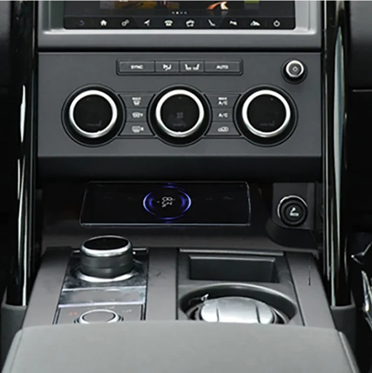 QI Carregador Sem Fio para Console Do Centro Do Carro, Almofada De Carregamento Rápido Do Telefone, Esteira para Land Rover Discovery 5 2016-2021, Acessórios, Melhor, 15W