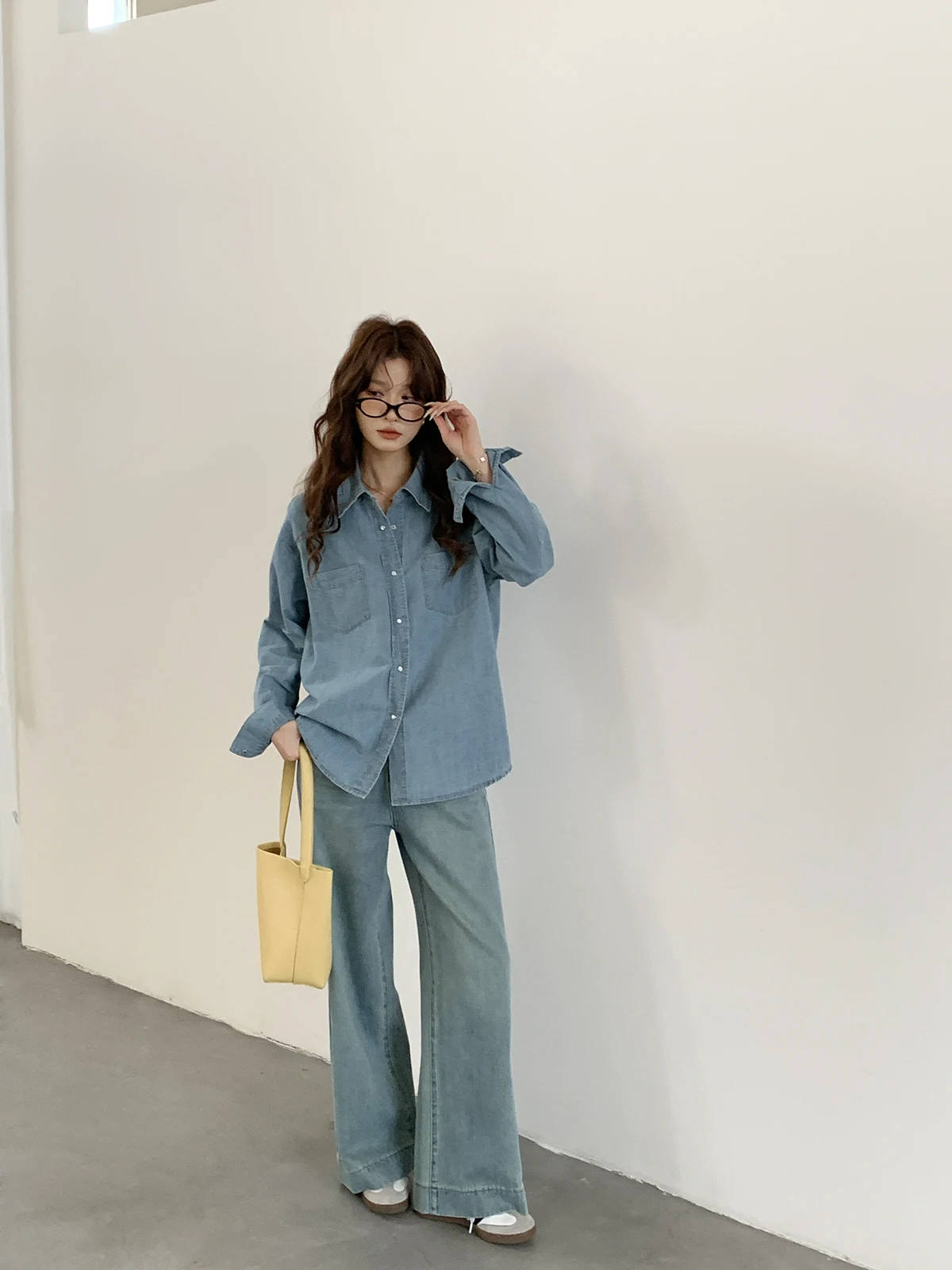 

Женские джинсы с высокой талией и широкими штанинами, длиной 7/8, весенняя новинка, винтажные синие джинсовые брюки, премиум-класс, модные