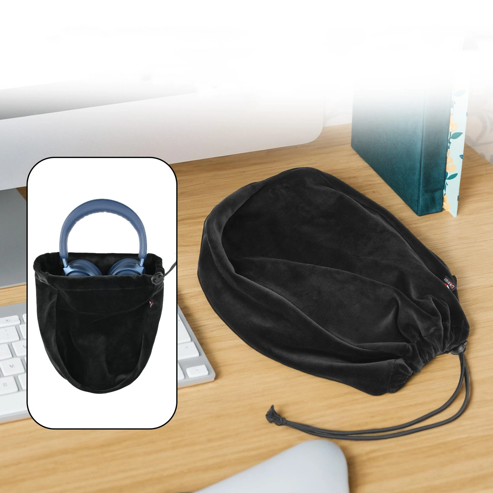 

Headphones Universal Storage Protective Cover Large Headphones Short Plush Super Soft Dust Bundle Pocket Storage Bag