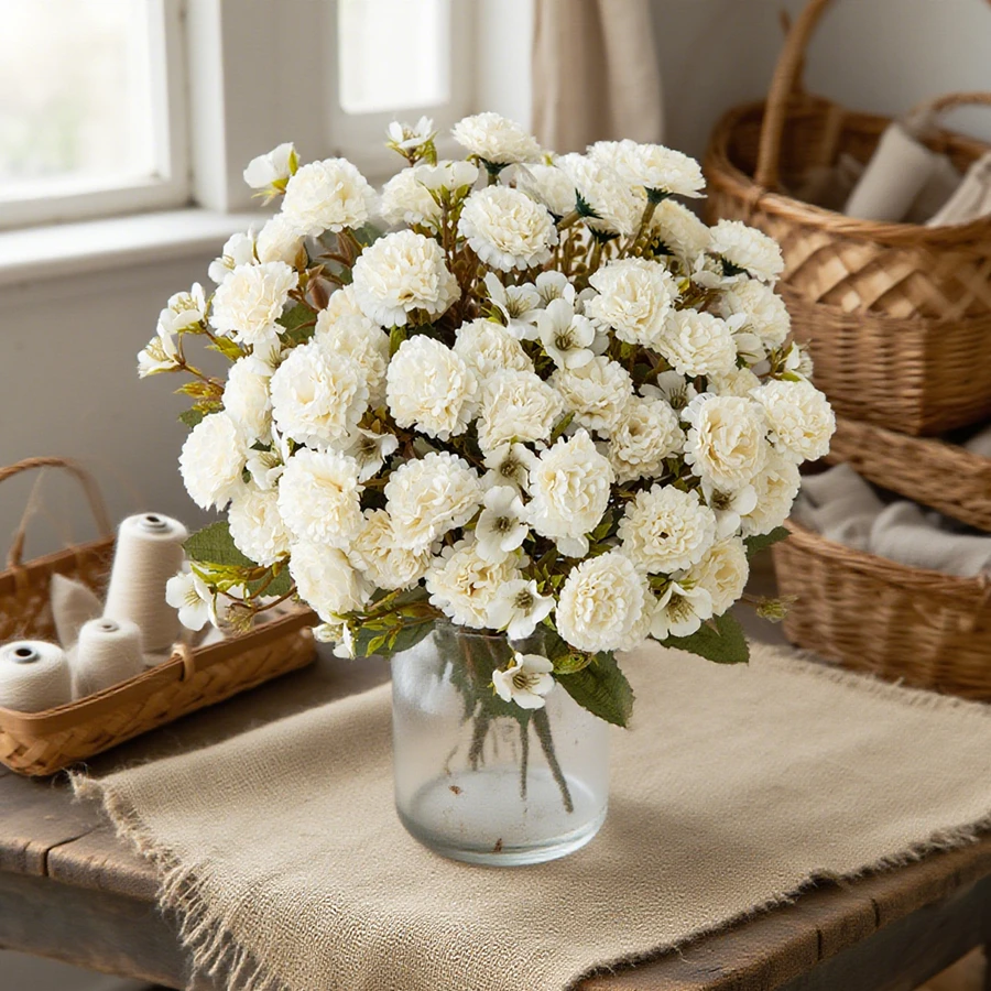 

1PC Artificial Flowers European Small Clove Carnation Wedding Bride Party Home Room Yard Decor Handmade Gifts Arrangement Wreath