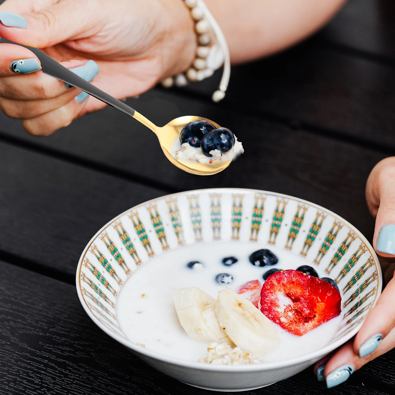 

6pcs Stainless Steel Set Reusable Metal Mixing Home Kitchen Coffee Dessert Scoops Lightweight Portable Kit Smooth Touch