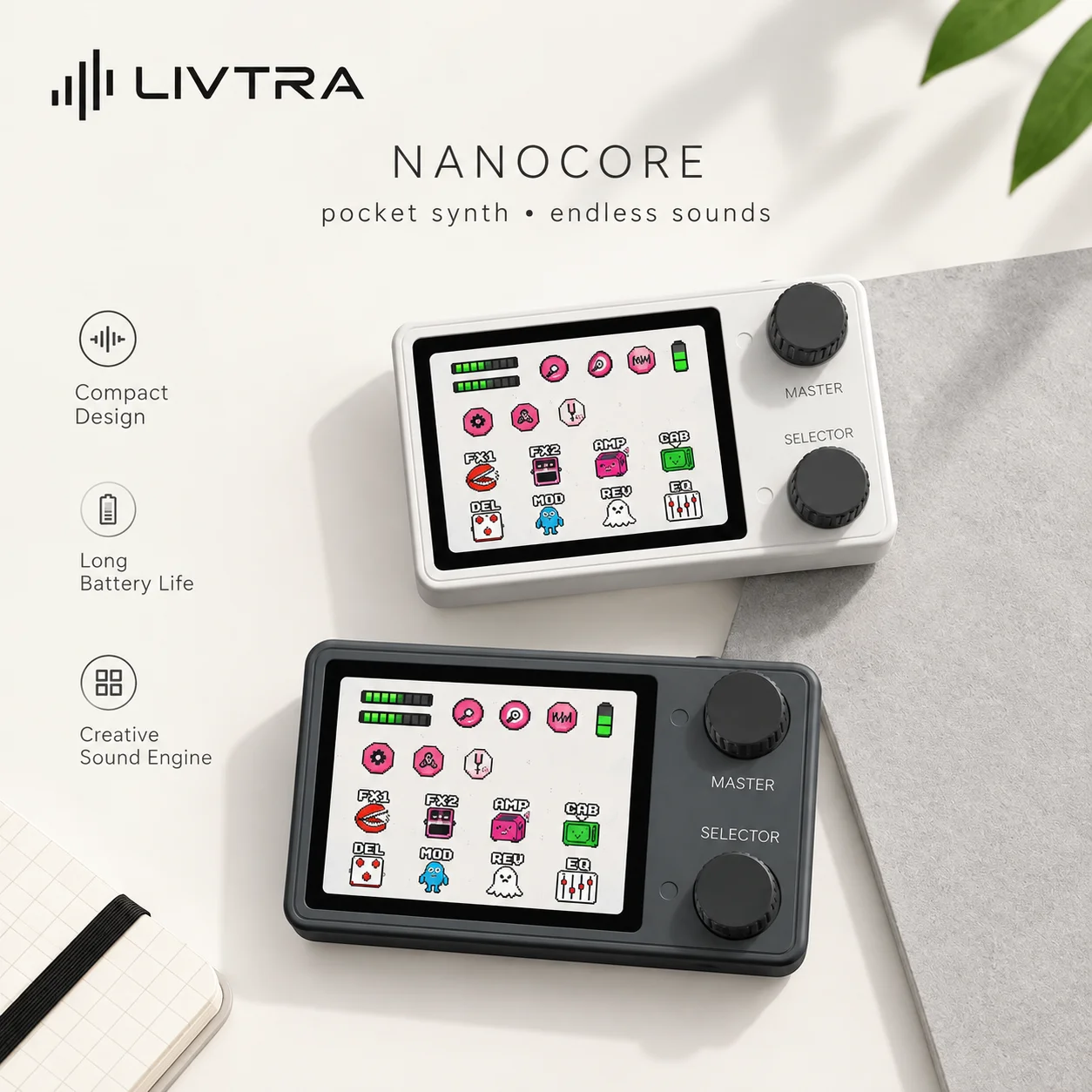 LIVTRA NANOCORE Multi-Function Guitar Pedal–126g 10H Playtime 2.4