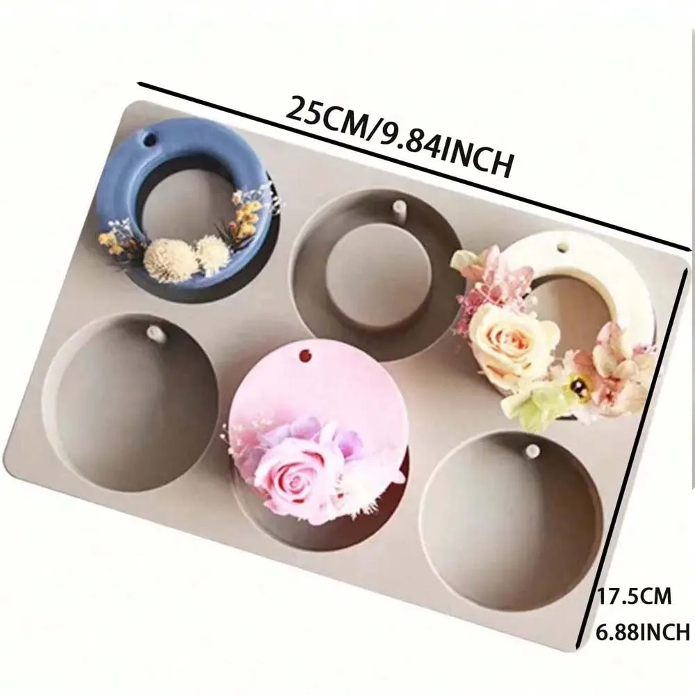 4 stil 1PC Form Silikon Sechs Loch Wachs Formen Form Aroma DIY Gips Runde Formen Blume Handgemachte Ornamente aroma Stein Silikon – Detail 2