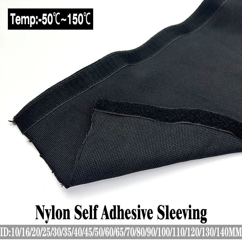 

Black ID 10mm~140mm nylon Self-Adhesive Braided Cable Sleeve Wear-Resistant Flexible Wire Protection Wrap, Easy to Cut & Install