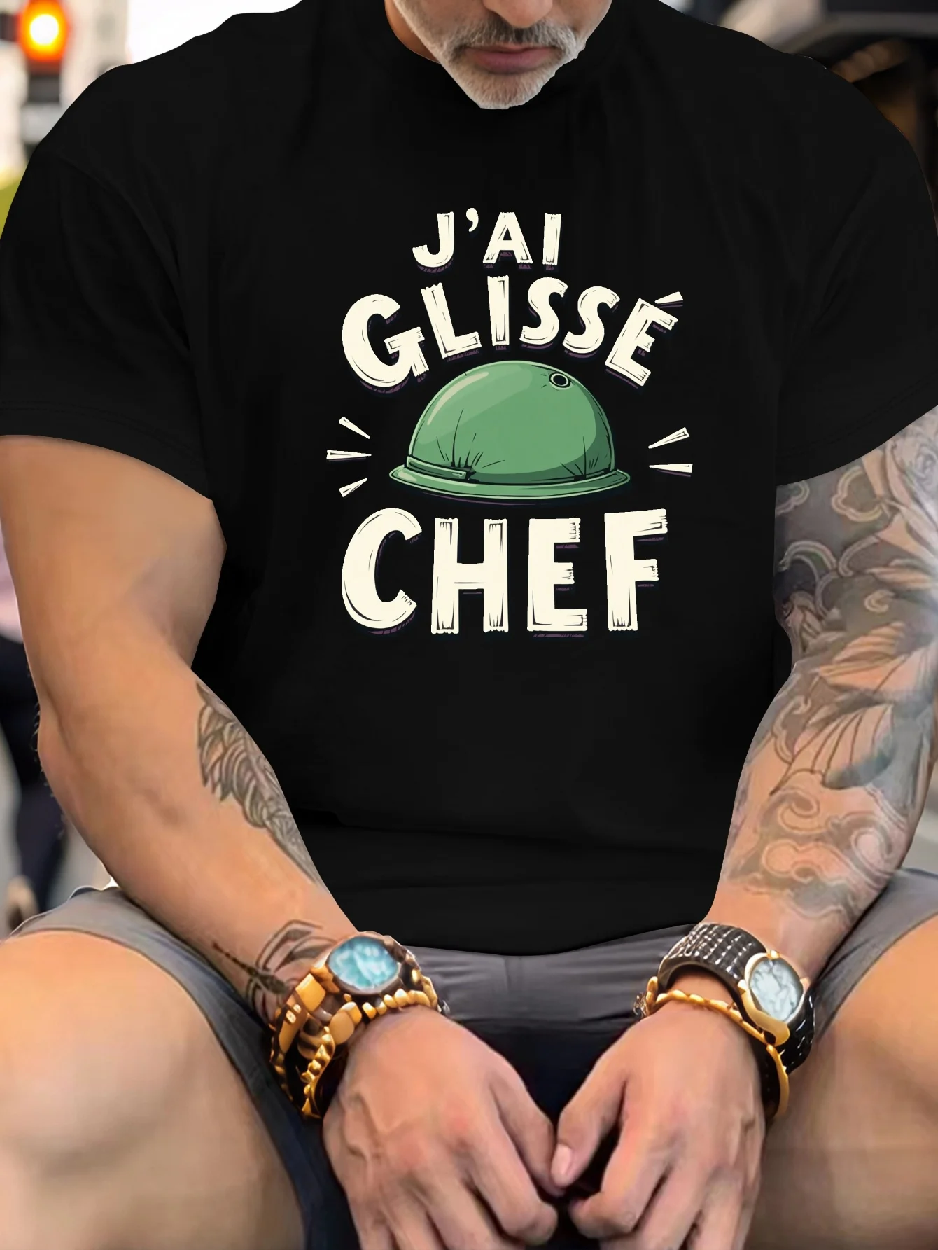I Put on a Green Hat and a Wrinkled Plus-Size Men's Chef T-Shirt, Size Plus