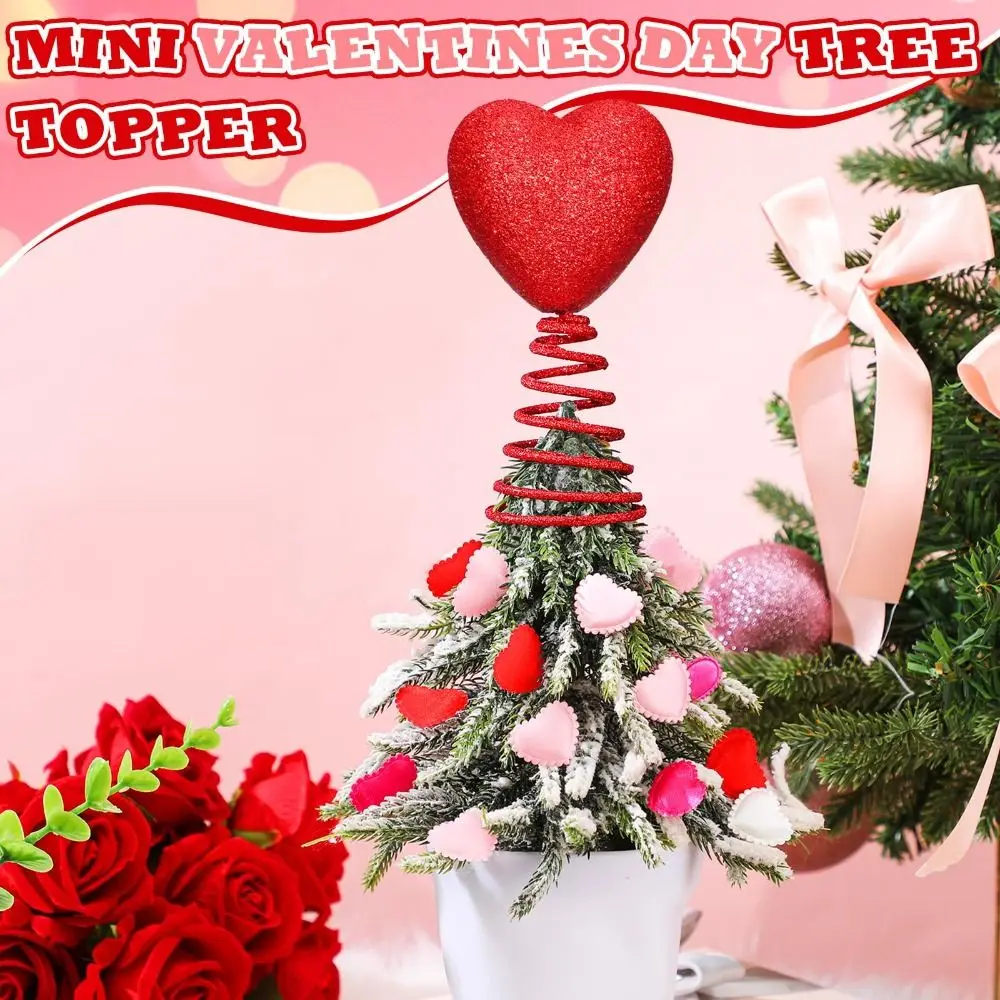 

Креативные 5-дюймовые украшения на День Святого Валентина, мини-блестящий топпер в форме сердца, весенний многоразовый праздничный орнамент, украшение для дома