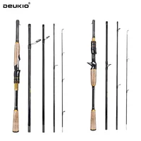 DEUKIO-caña de pescar de viaje, fundición giratoria, 1,8 m/2,1 m, 4/5 secciones, agarre de corcho, peso del señuelo, 4-25g, acción ML para pesca de carpa y lubina