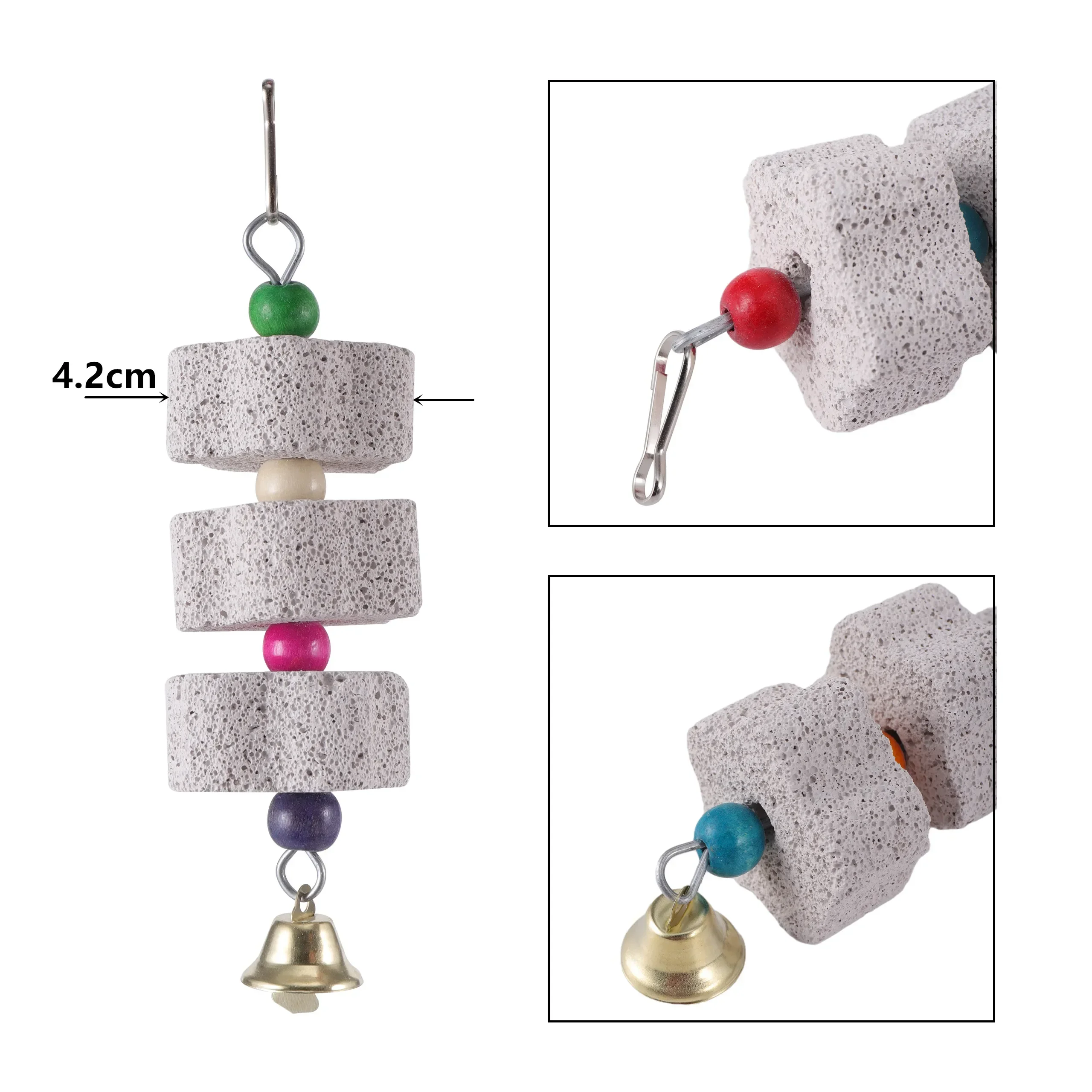 Stone Mineral for Ornament Parrot Pet Supplies Bird Cage Toy Grinding Stone Flower Shape Chew Bite Hang Style Parakeet Toy 1Pc