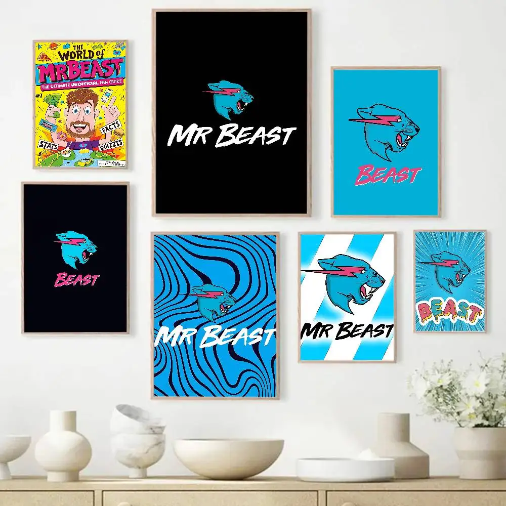 Game Blogger M-Mr B-Beast Classic Vintage Posters Whitepaper Prints Posters Artwork Kawaii Room Decor