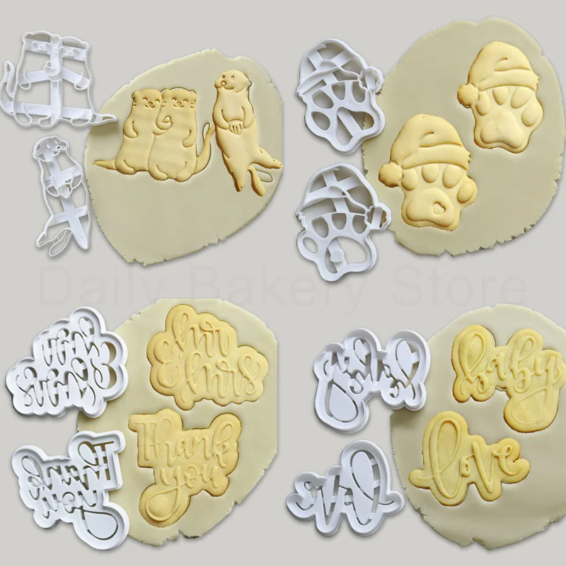 Ferramentas De Decoração De Bolo De Fondant De Cozimento, Moldes De Biscoito, Palavras De Bênção Inglesas, Selo Em Relevo, Press Frame, Festa DIY, Obrigado Amor Bebê