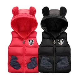 New Warm Hoodied Vest Winter Girls Boys Minnie Mickey Mouse Waistcoat Outerwear Vest Children Kids Spring Autumn Jackets Coat