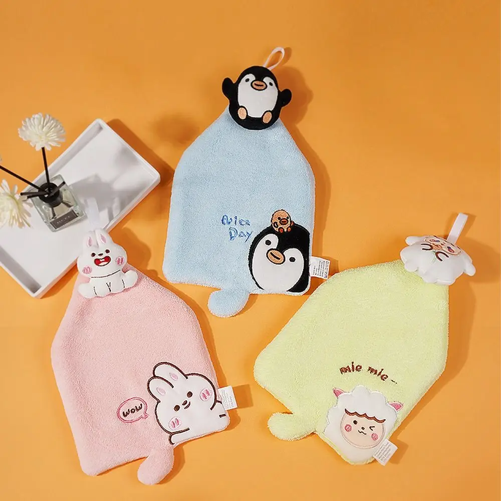 

Cartoon Animal Hanging Hand Towels Rabbit Capybara Penguin Sheep Bear Panda Children's Handkerchief Quick Drying Thickened