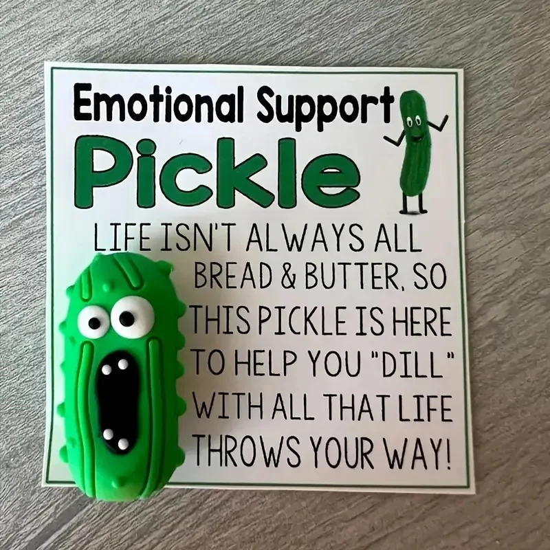 Emotional Support Pickle Hug Card, Funny & Sincere PVC Gift for Mom Friend Teacher, Novelty Present for Birthday Christmas.