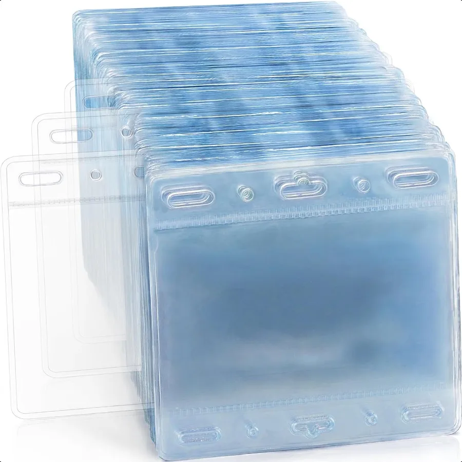 

Horizontal Card Protector with Soft Edge Large 4x3 250 Pack Clear Plastic Pouch for ID Name Badge Holders Conference Nametag Sl