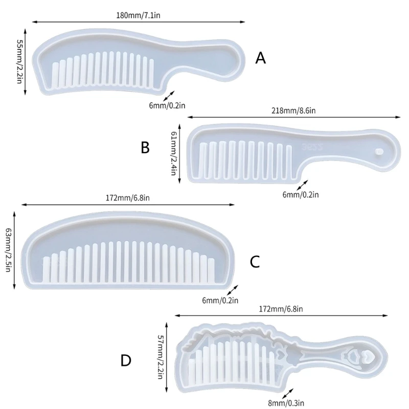 Stampo per pettine Stampo in silicone polimerico Strumento decorazione pettine artigianale fai-da-te Regalo