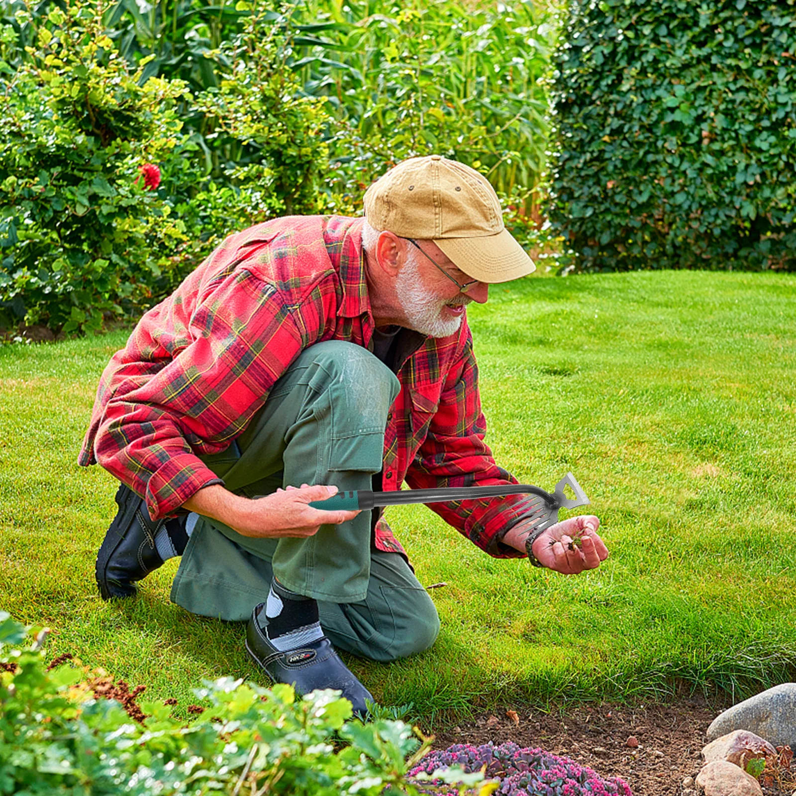 Multi Function Weeder Steel Garden Weeding Removal Tool with Sharp Blade Strong Light Handle for Home Lawn Park Use