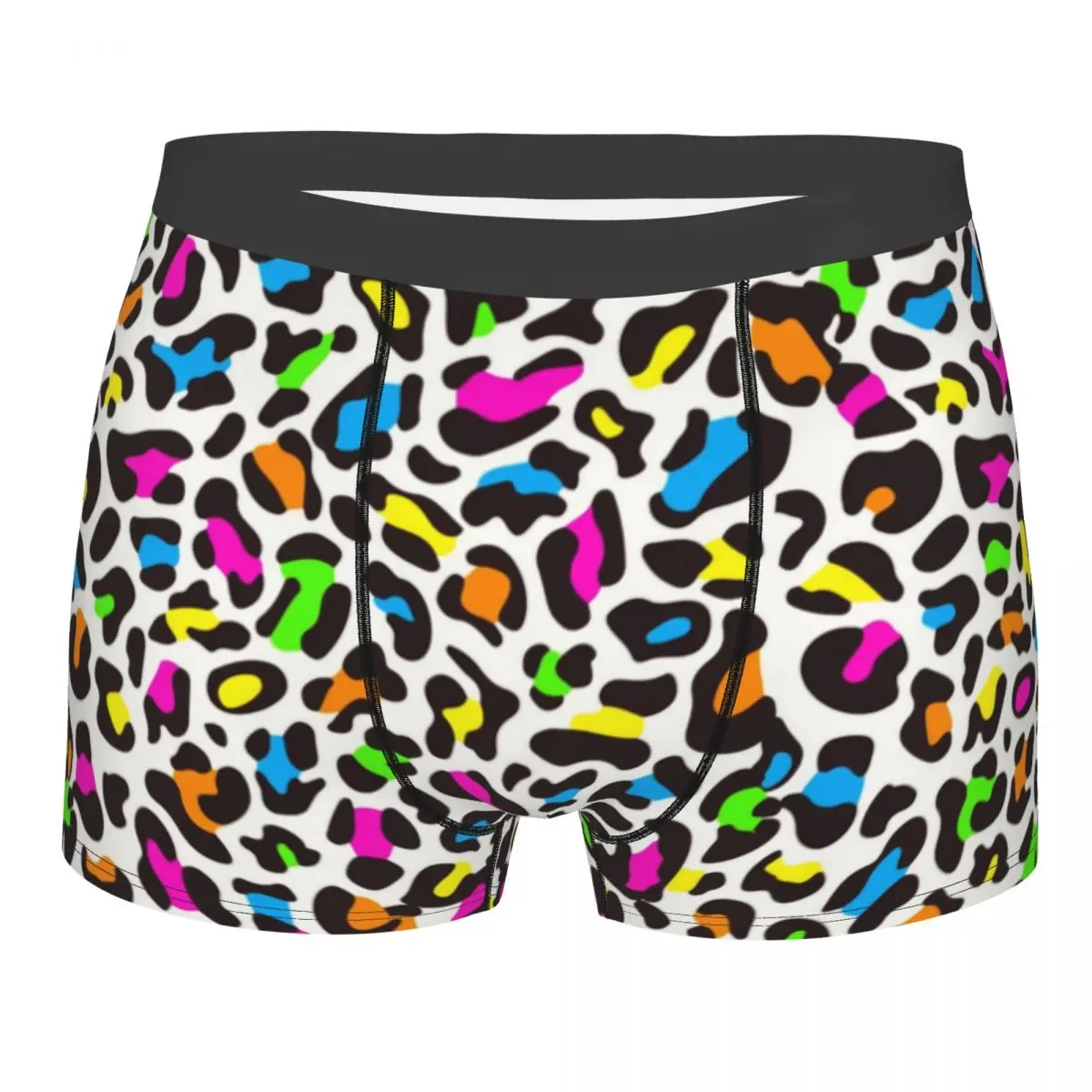

Мужское крутое неоновое нижнее белье с леопардовым принтом на заказ, красочные трусы-боксеры из кожи животных, дышащие шорты, трусы, трусы