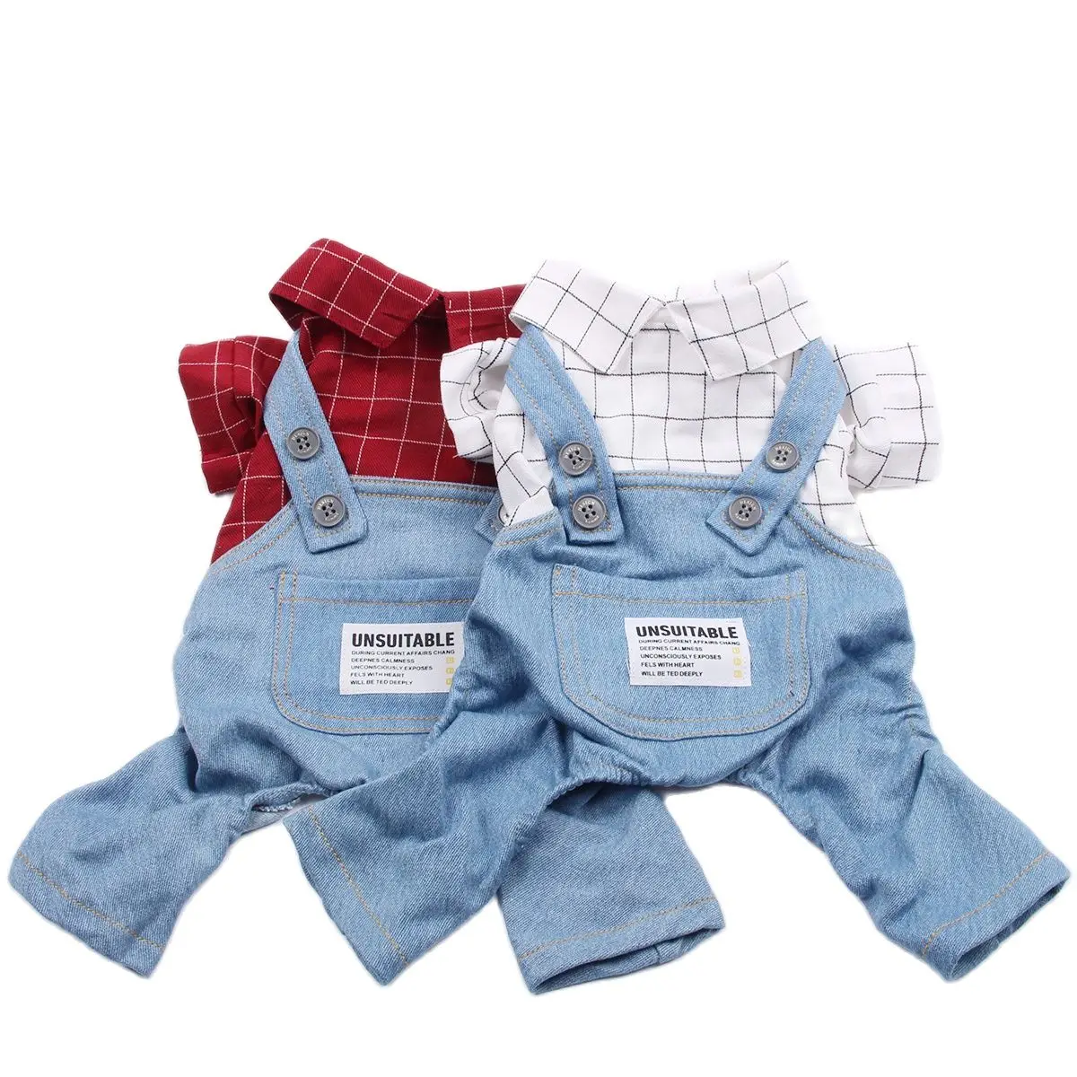 Dogs Cats Jumpsuit Rompers Plaid Design Pet Puppy Coat T-Shirt Spring/Summer Clothing Apparel