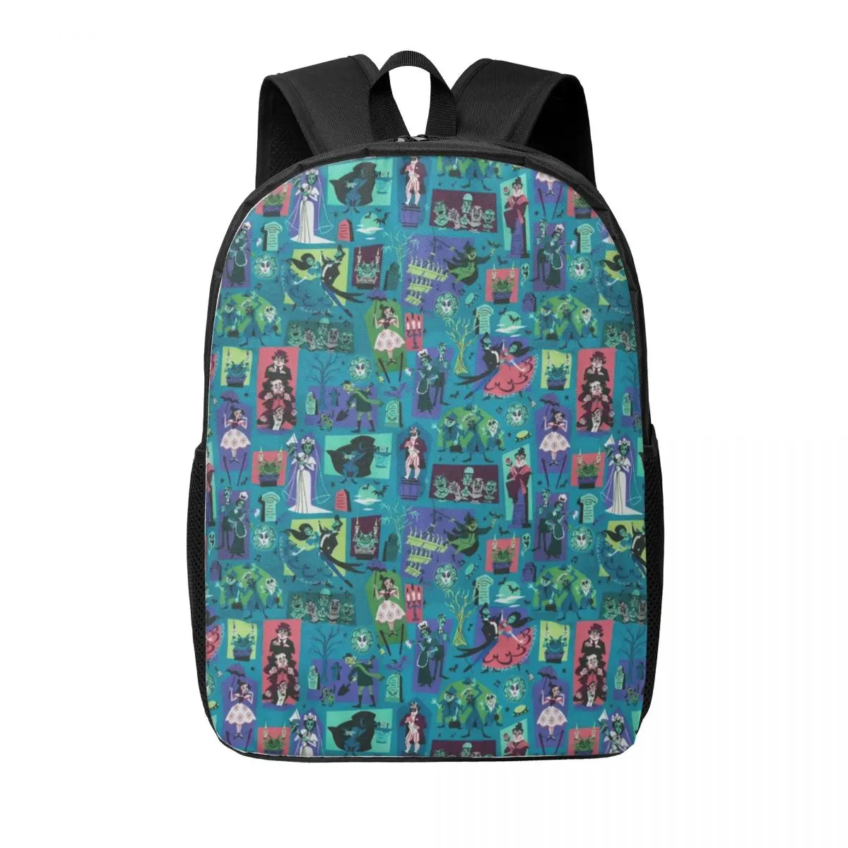 Custom Halloween Film Haunted Mansion Collage Laptop Backpack Men Women Casual Bookbag for School College Students Bag