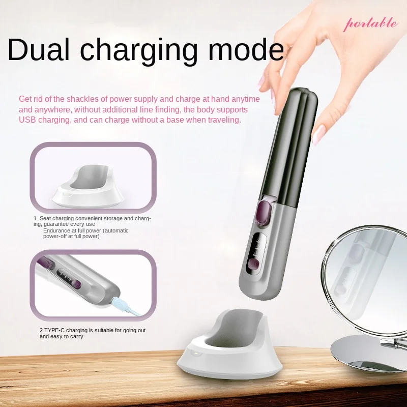 Portable negative ion curling iron 10000 large capacity anti-static hair care multi-functional curling iron escova alisadora