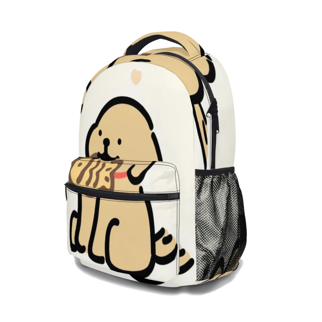 Cão bonito dos desenhos animados mochila versátil, grande capacidade, impermeável, lavável computador saco, unisex