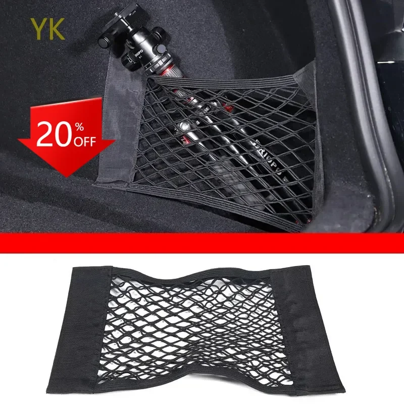 

For Tesla Model 3 2023-2024 Nylon Black Car Trunk Cargo Organizer Storage Elastic Mesh Bag Luggage Cargo Car Accessories