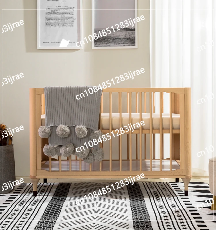 Customized Size and Color Mute Movable Baby Bed Wood Foldable Baby Crib with Foam