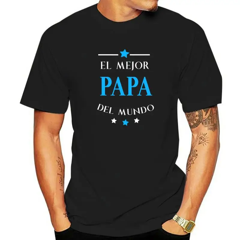 

Мужские рубашки El Mejor Papa Del Mundo Camisa Regalos Para Papa, футболки с принтом, популярные топы, рубашка из хлопка, мужская классика