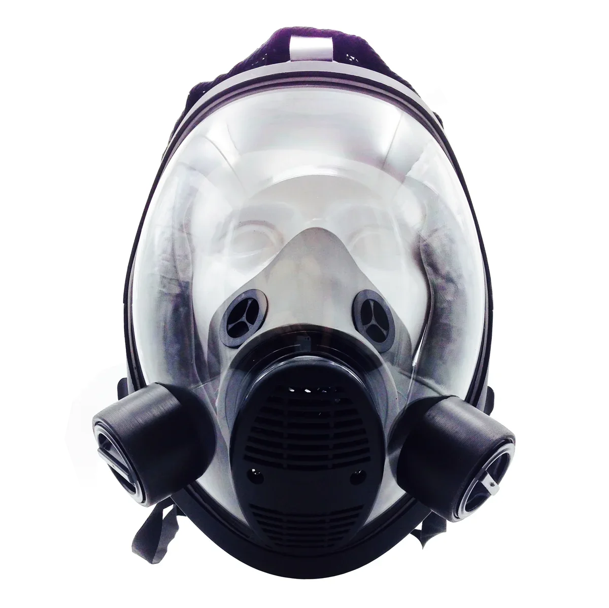 

Spherical full-face mask silicone safety gas mask with double protection filter for firefighting