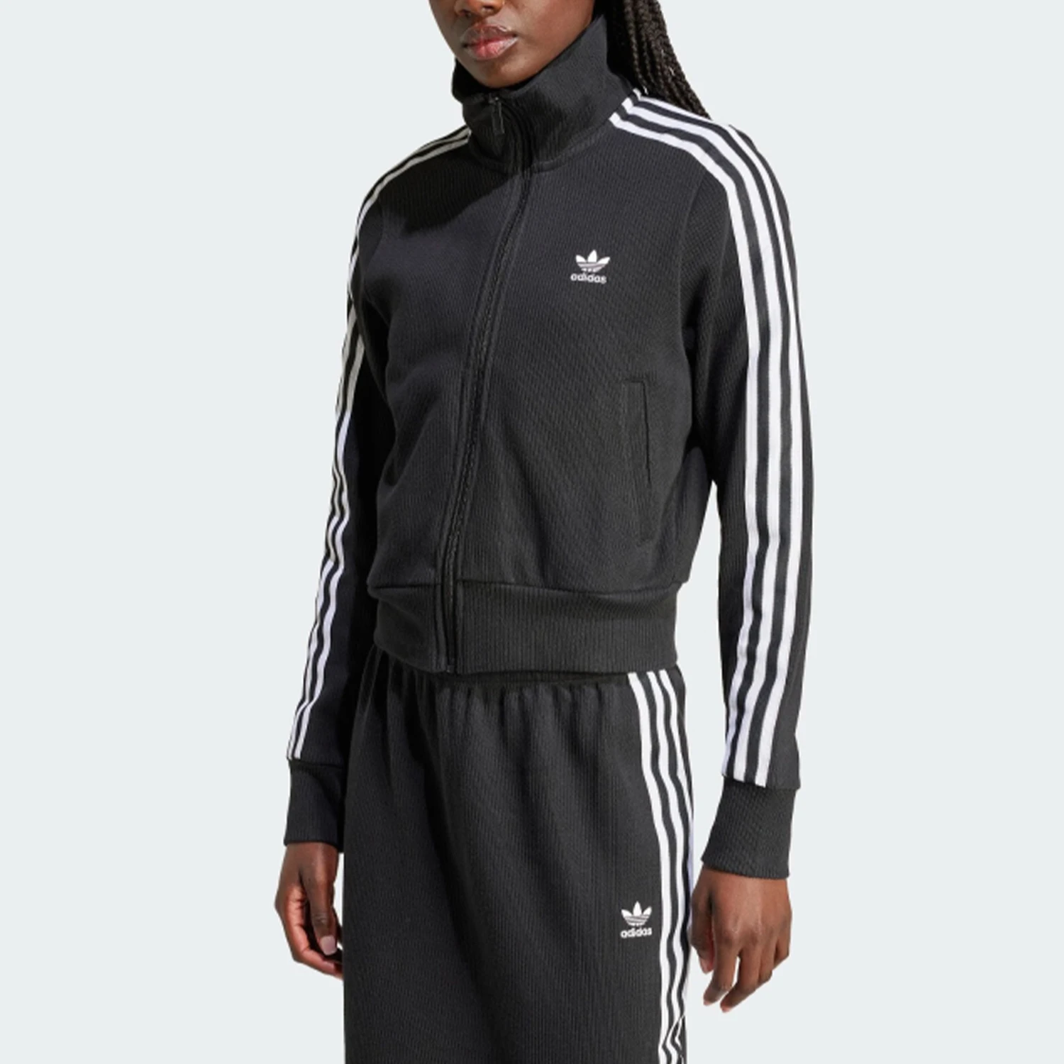 

Adidas genuine genuine Originals Women's Ribbed Knit Cropped Stand Collar Jacket IY7278