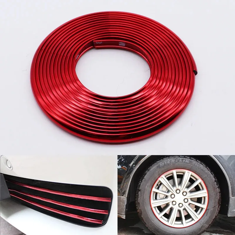

4M/8m car styling red bumper moulding trim strip wheel hub protection adhesive grille impact decorative strip car accessories