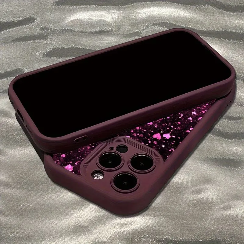 Romantic Purple Full-Screen Sparkling Heart Print Phone Case For iPhone 17 Pro Air 16 E 15 14 13 12 11 Pro XS Max 7 8 Plus Cover - view 4